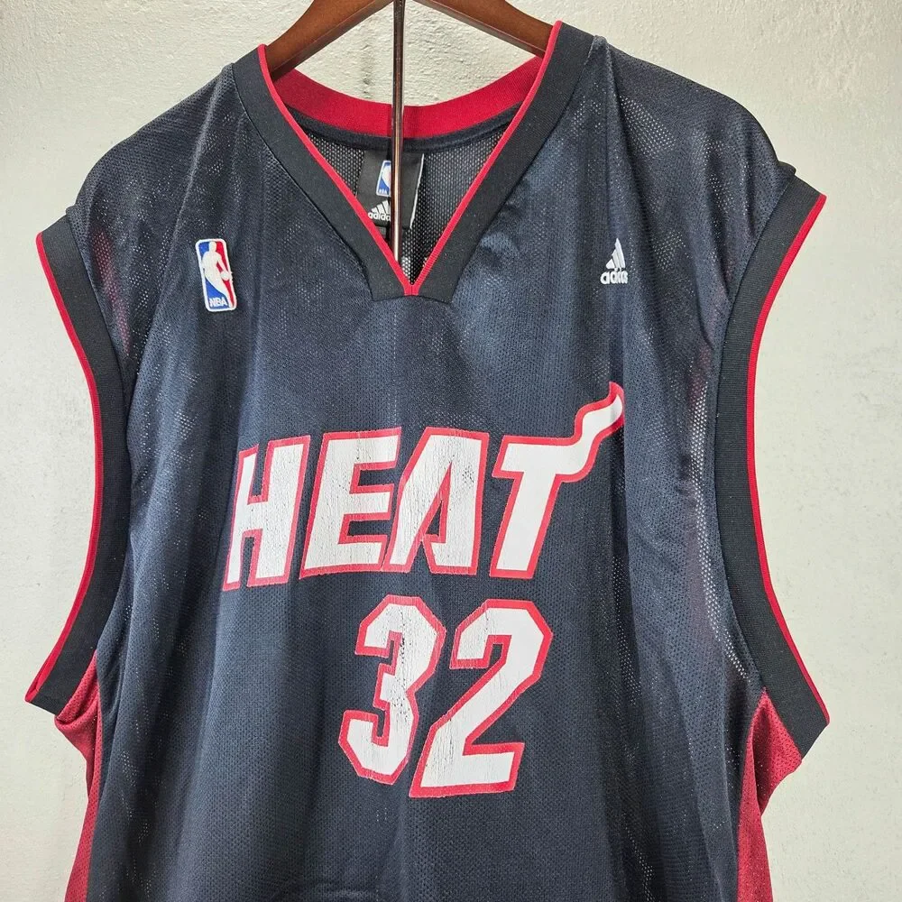 Vintage Adidas NBA Miami Heat Shaquille O'Neal #32 Mesh Jersey Sz XXL